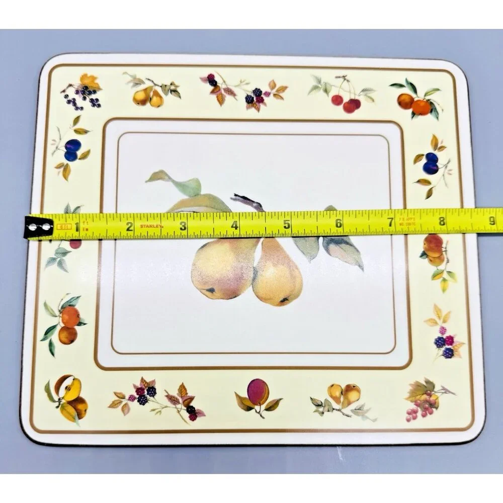 Royal Worcester Evesham Gold Corkboard Placemats Pears 8.5x7.5 inch Boxed‎